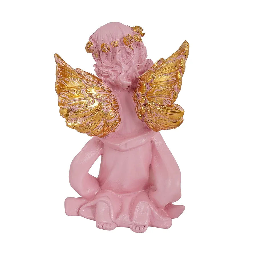 Zart Angel Girl Showpiece for Home Decor | Winged Fairy Statue for Shelves | Pink SG