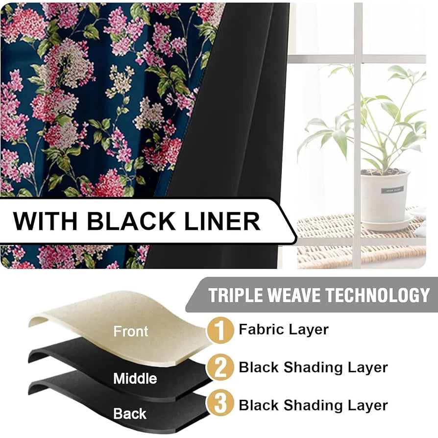 Cloth Fusion 100% Blackout Printed Premium Door Curtains 7 Feet Long Set of 2, Noise Reducing Blackout Parda 7 Feet with Grommet for Home Decor 