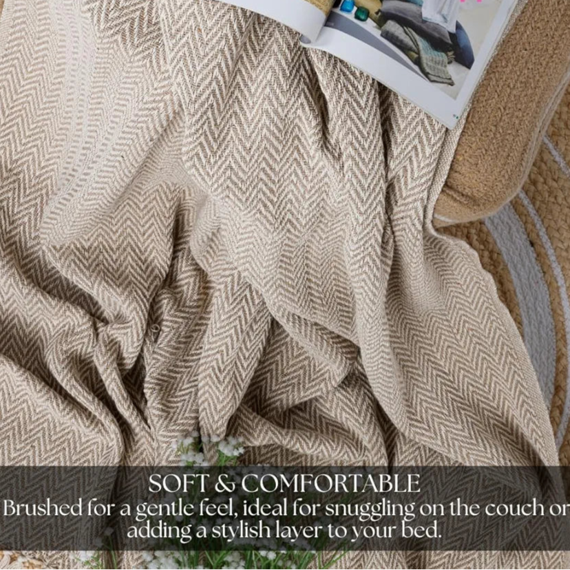 HOMADORN All Season Cotton Weaved Throw Blanket for Bed/Sofa 50x70 INCHES 