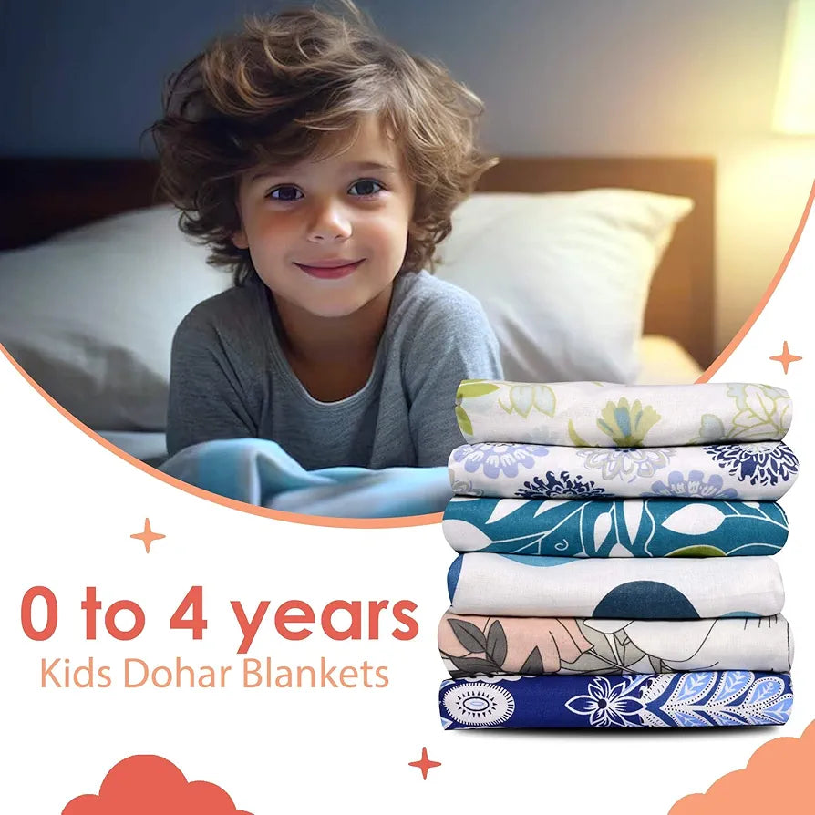 Divine Casa Floret 100% Cotton Single Kids Dohar | 120 GSM | Soft & Lightweight Throw Blanket | Cozy & Breathable Bedding | All-Season Comfort | 140 x 100 CM, Red Orange