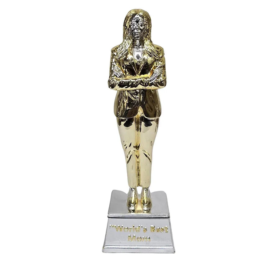 Gold Art India Best Mother Trophy FigurineGold & Silver Plated | Women's Day Gift for Mother | Mothers Birthday Gift | Study Table | Office Desk 9'' Inch