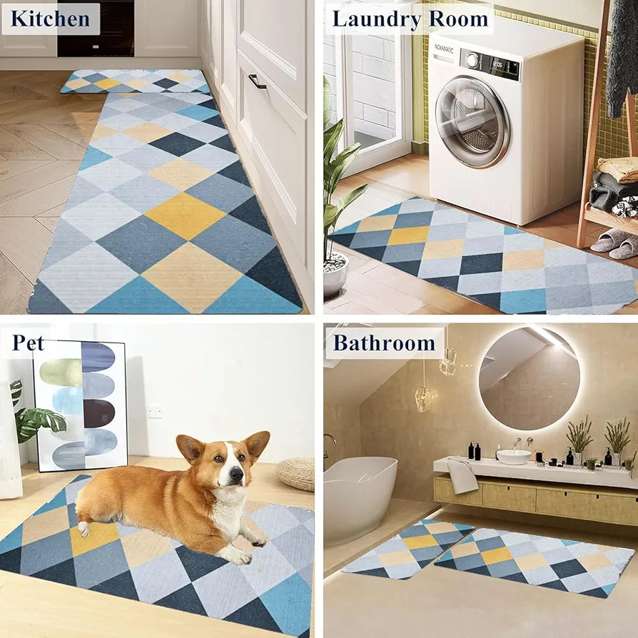 ishro home Premium Kitchen Mats for Floor | Kitchen Runner for Floor | 2 Pcs Set | Anti-Skid & Machine-Washable | 
