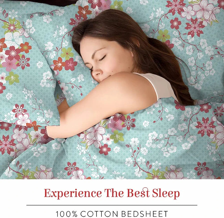 Layers Marigold 100% Cotton Bedsheet Set for All Seasons - Lightweight, Moisture Absorbent, Machine Washable & Easy to Care - Gift for Housewarming & More - 144 TC - King Size 