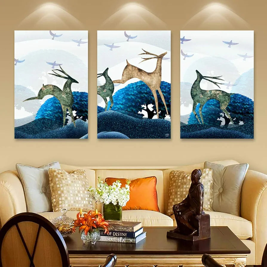 Rangoli MDF 3 Pcs Wall Poster 12x18 Inch Decorative Wall Art for Home, Office, Living Room. P-4, Design-24