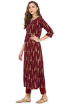 Janasya Women's Cotton Foil Print A-Line Kurta