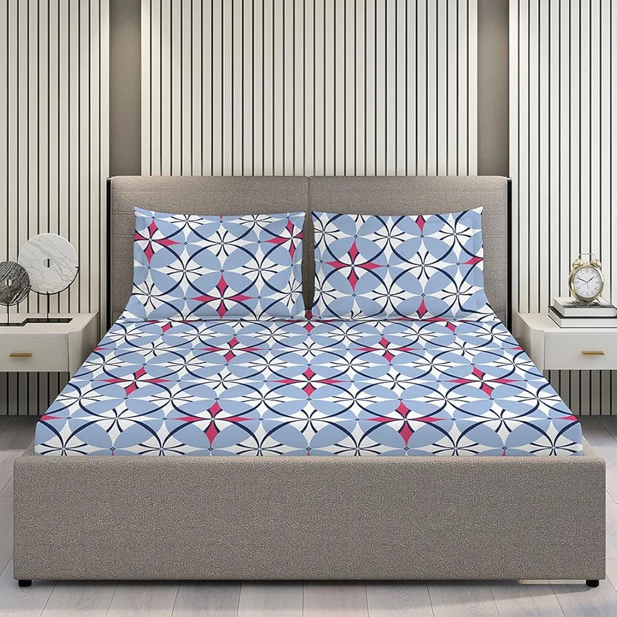 Layers Duracount Bedsheet Set for All Seasons - Lightweight, Moisture Absorbent, Machine Washable & Easy to Care - Gift for Housewarming & More - 225 CVC - King Size 