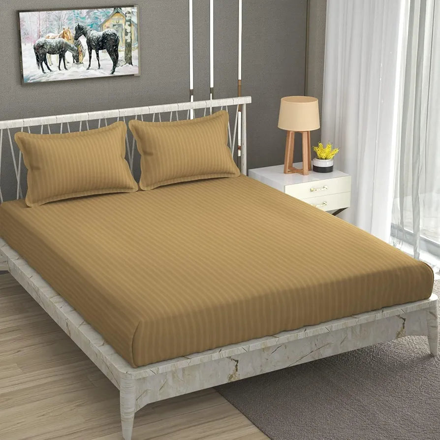 FRESH FROM LOOM Microfiber Wrinkle Resistant|Soft Skin Safe|Breathable Queen Size Flat Solid Bedsheets|Hotel & Home|Double Bedsheet Set With 2 Pillow Covers 144 TC 