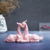 Ecraftindia Set of 2 Pink Polyresin Geometric Hugging Deer Statue Decorative Showpiece