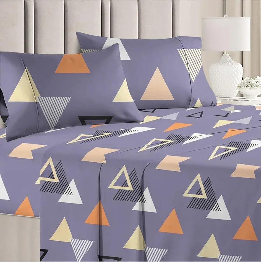 BSB HOME Premium Double Bedsheet with 2 Pillow Covers - 160 TC Supersoft Microfiber - Breathable & Wrinkle Free - 3 Pcs Set | Grey and Orange