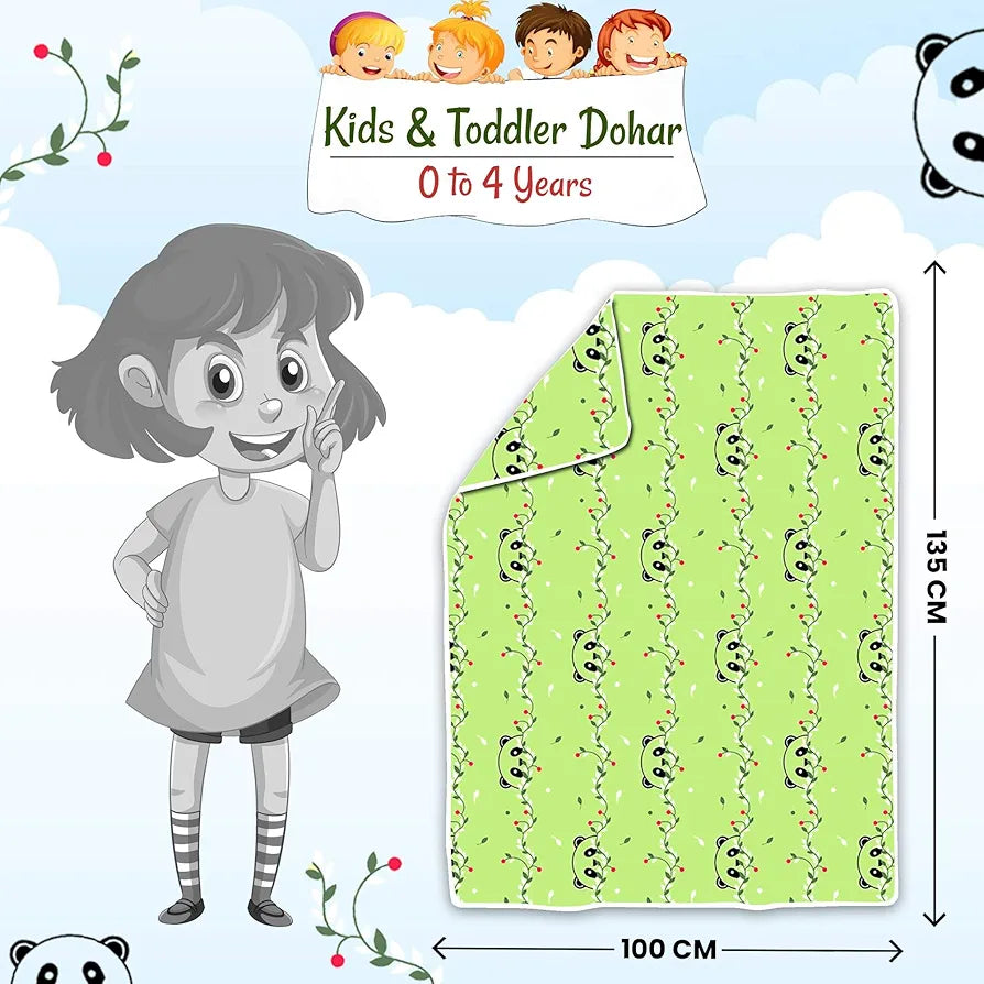 Divine Casa Pure Cotton Printed Single Dohar for Newborn Baby | 120 GSM | Soft & Lightweight Throw Blanket | Cozy & Breathable Bedding | All-Season Comfort | 0-4 Years | 135 x 100 CM, Ice Green