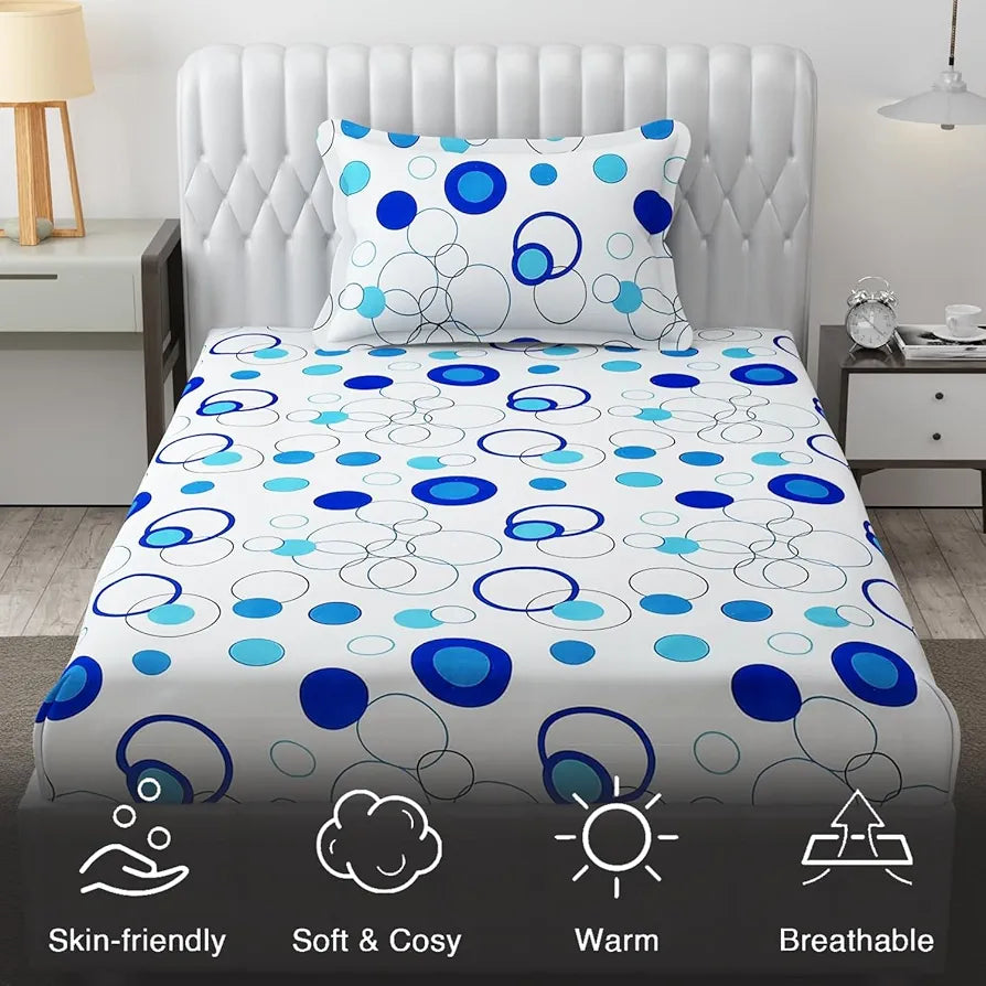 FRESH FROM LOOM Microfiber Single Size Bedsheet for Single Bed | Floral Design Bed Spread with 1 Pillow Covers | Soft | Hypoallergenic with 1 Pillow Cover , 144 TC