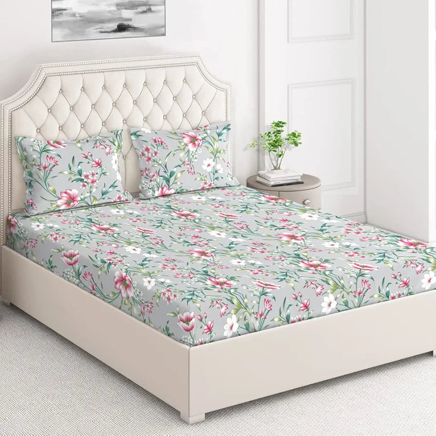 Layers Marigold 100% Cotton Bedsheet Set for All Seasons - Lightweight, Moisture Absorbent, Machine Washable & Easy to Care - Gift for Housewarming & More - 144 TC - King Size 