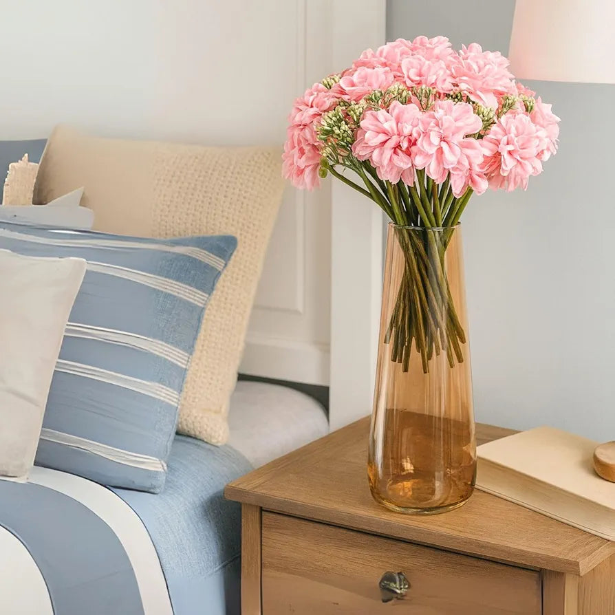 SATYAM KRAFT 1 Pcs Artificial Dahlia Flower Bunch – 7-Stem Faux Bouquet for Home, Office, Wedding & Party Decoration – Realistic Fabric Flower Arrangement  