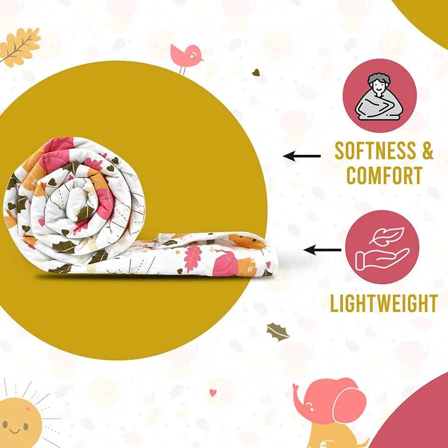 Divine Casa 120 GSM Cotton Single Bed Comforter | Soft & Lightweight Reversible All-Season Blanket | Cozy & Breathable Bedding for Adults | 230x 145 cm, Marlin White