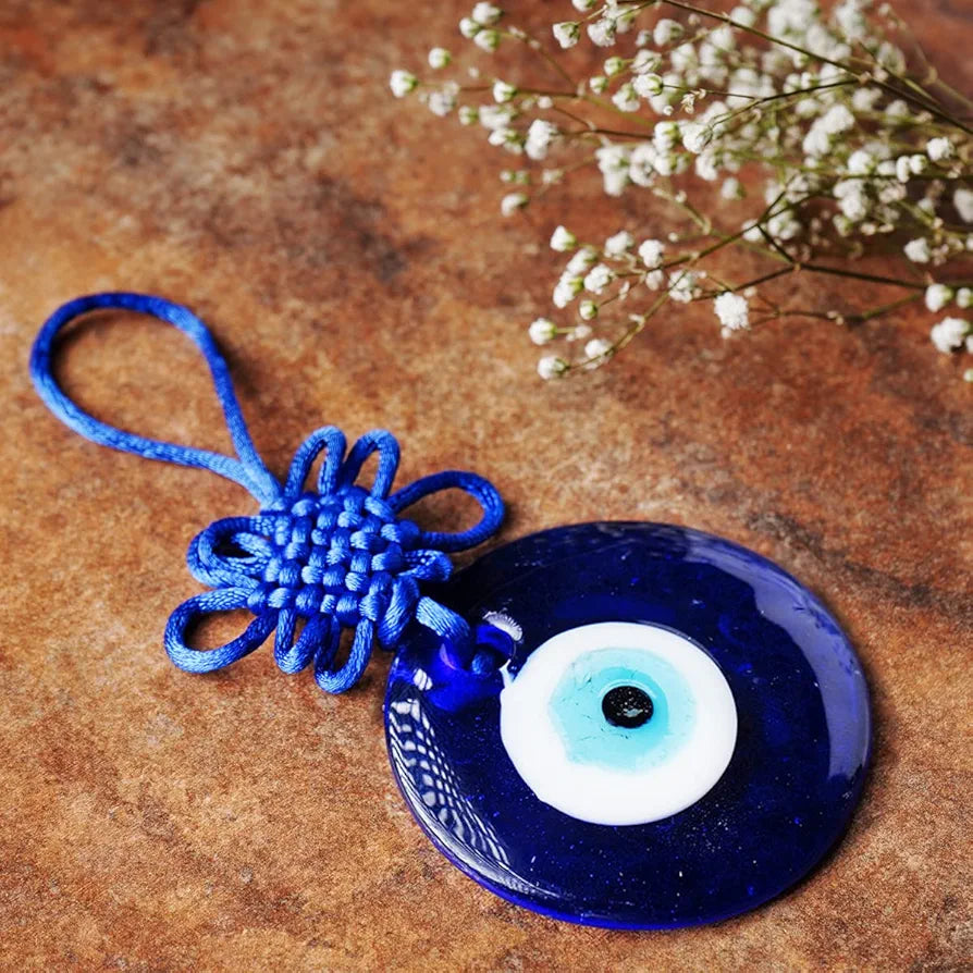 Shubhanjali Glass Evil Eye Hanging for Home 3 Inch | Evil Eye Hanging for Car Protection Home Entrnace Hanging