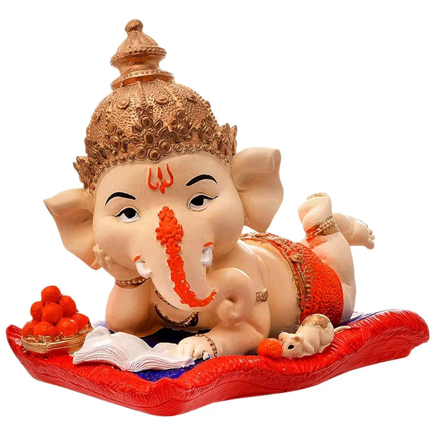 Karigaari India Handcrafted Polyresin Eco Friendly Lord Ganesha Ganpati Idol Figurine | Lord Ganesha Statue for Home Decoration 