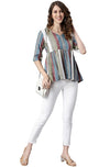 Janasya Women's Multicolor Striped Cotton Top