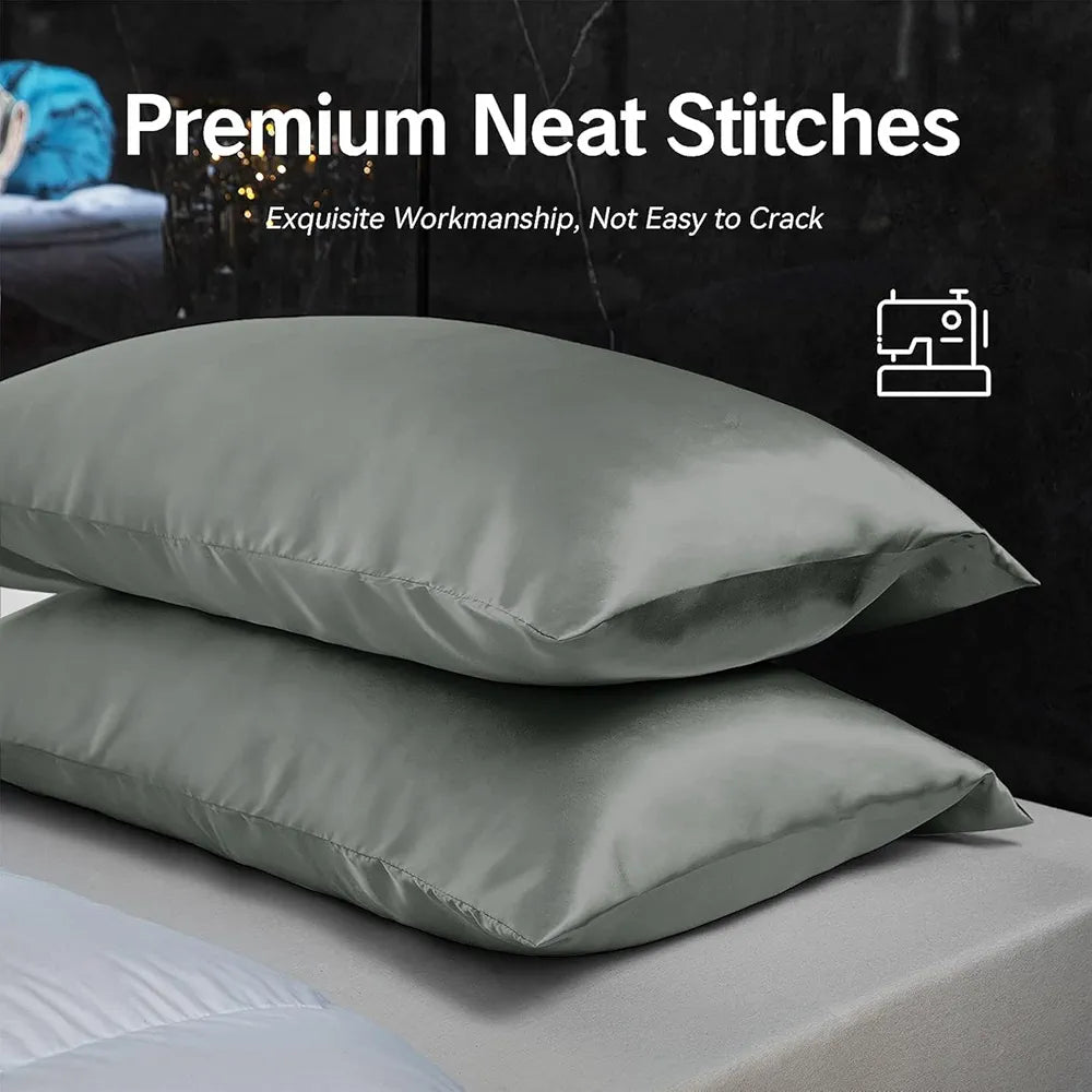Cloth Fusion Satin Pillow Cover Set of 2 for Hair and Skin Care, Perfect Pillow case with 3 Satin Soft Scrunchies for Women 
