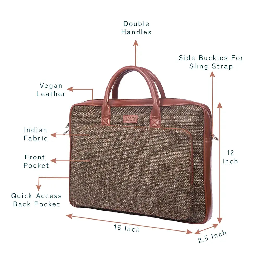 ZOUK Laptop Bag for Women Ideal for 15.6 inch Laptop, MacBook - Vegan Leather Office Bags for Ladies with Detachable Shoulder Strap