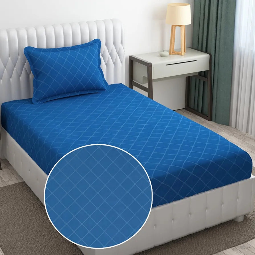 FRESH FROM LOOM Double Bedsheet Single Bedsheet - Microfiber Rotary Printed, Hypoallergenic, Wrinkle Free with 1 Pillow Covers , 144 TC