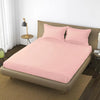Trance Home Linen 100% Cotton 78x60 inch Queen Elastic Fitted Bedsheet 400TC Premium Queen Double Bed Size with 2 Pillow Covers Colour Blush Peach