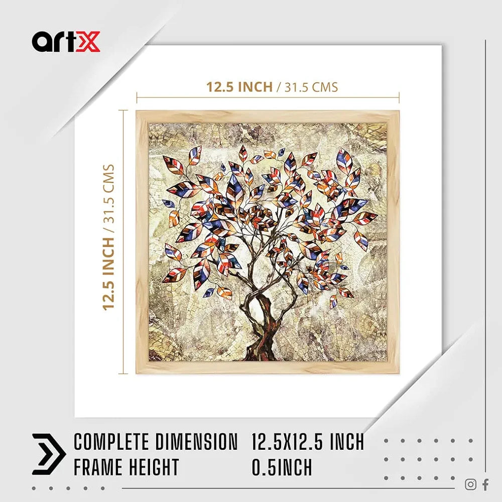 ArtX Paper Tree Wall Art Frame Painting, Multicolor, Abstract, 12.5 X 12.5 in, Set of 1