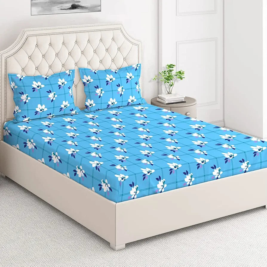 Layers 100% Cotton King Size Bedsheet with 2 Pillow Covers  Light Weight, Breathable, Moisture Absorbent, All Season Comfort, Classic Collection