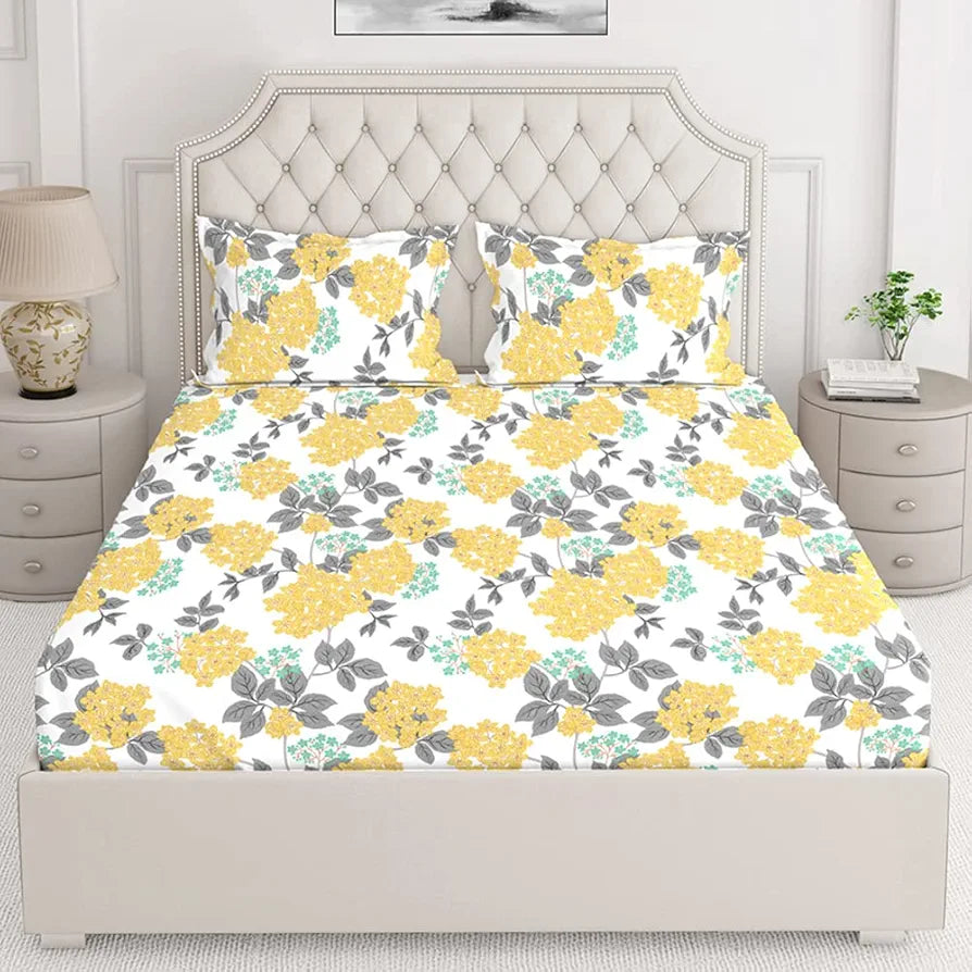 Layers Toughened Cotton Bedsheet for Double Bed King Size with Pillow Cover Set, 225 TC  Duracount, Light Weight, Moisture Absorbent, All Season Comfort, Wrinkle Resistance