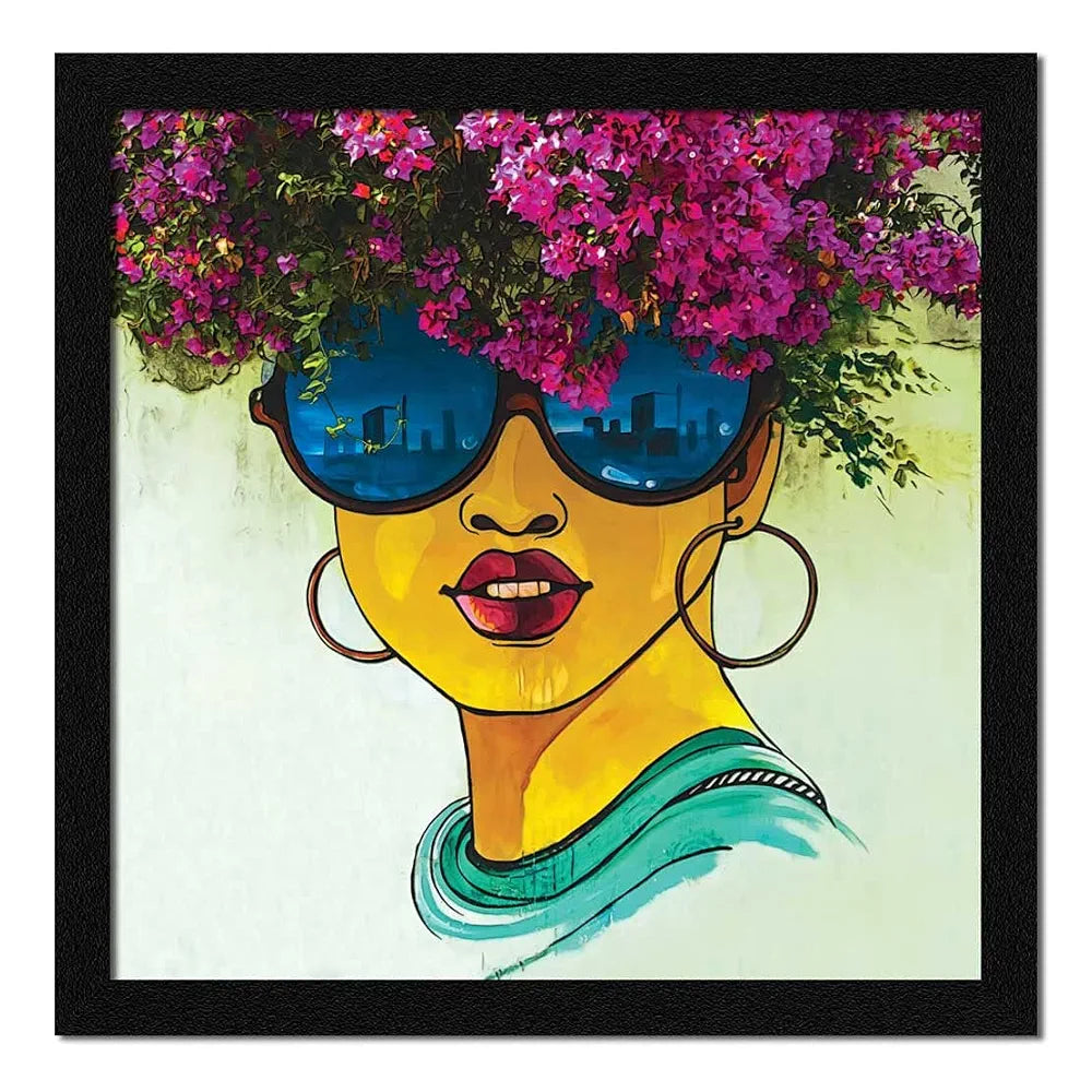 ArtX Paper Women Wall Art Painting, Multicolor, Graffiti, 13X13 in, Set of 1