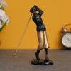 Ecraftindia Brown & Golden Man Playing Golf Antique Finish Handcrafted Decorative Brass Showpiece
