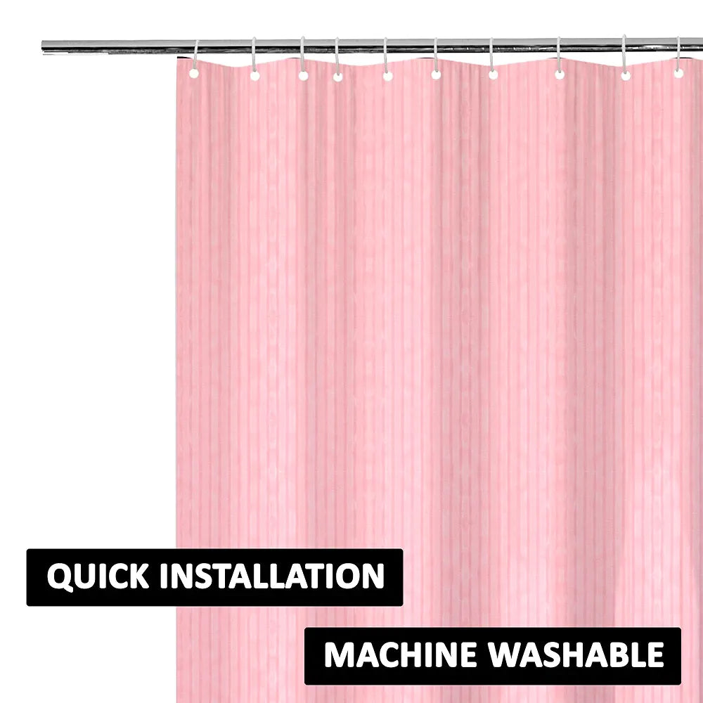 Kuber Industries Shower Curtain | 7 Feet | Bathroom Shower Curtain | AC Curtains | PVC Waterproof Window Curtain | Curtains for Bathtub | 8 Rings Curtain | Lining | Pink