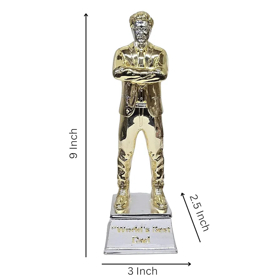 Gold Art India Best Father Figurine Gold & Silver Plated | World's Best Father | Trophy for Father | Fathers Birthday | Study Table | Fathers Office Desk , 9'' Inch