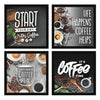 ArtX Kitchen Food Coffee Spices Motivational Funny Quotes Wall Art Painting Framed Set of 4