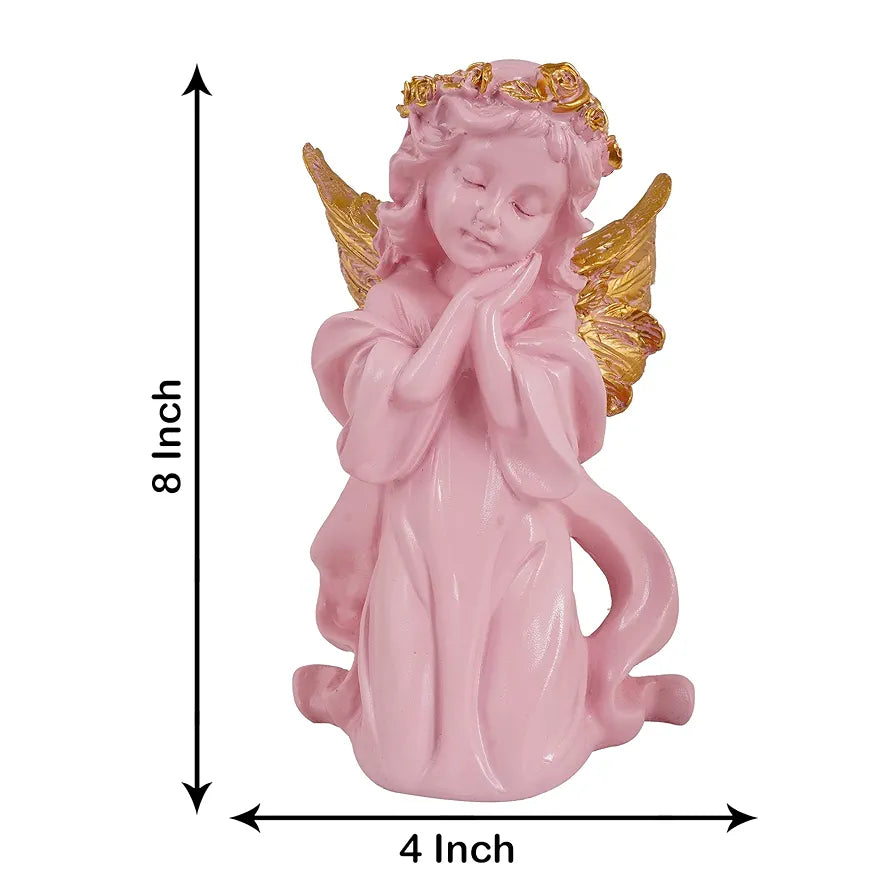 Zart Angel Girl Showpiece for Home Decor | Winged Fairy Statue for Shelves | Pink SG