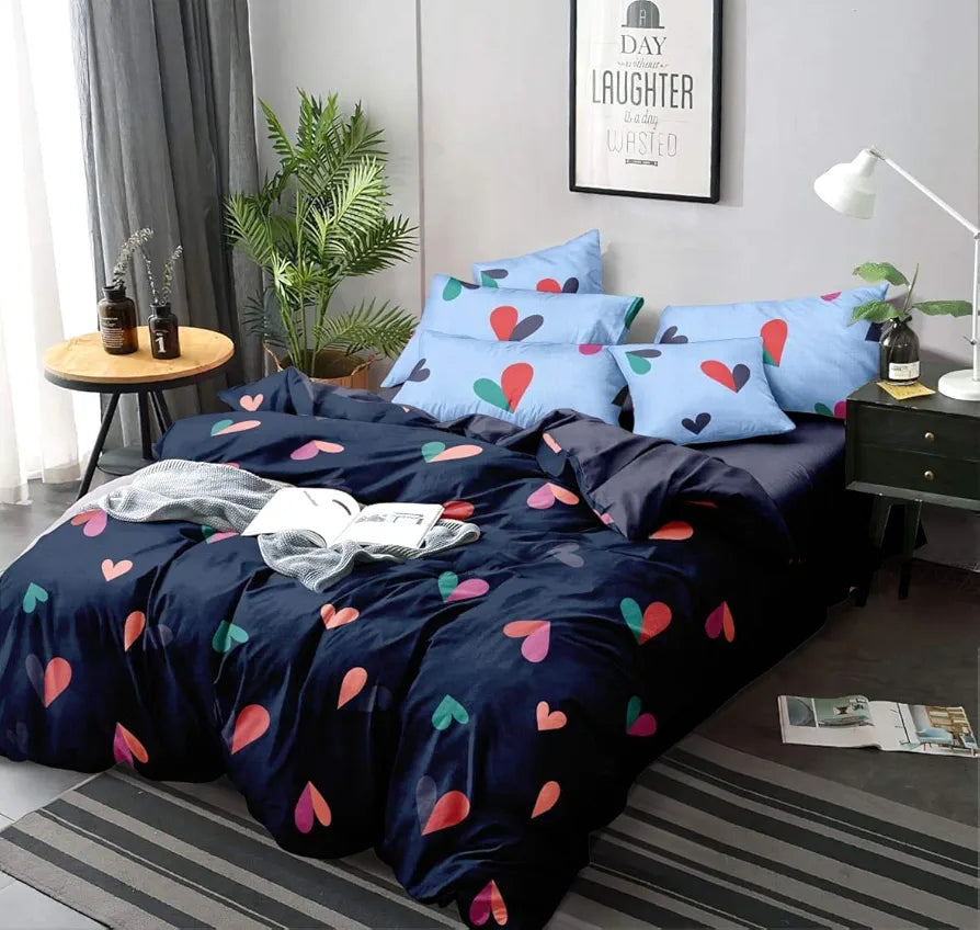 THE HOME STYLE 300 TC Cotton Feel Glace Cotton Printed Double Bed Bedsheet with 2 Pillow Cover_90x100 Inches 