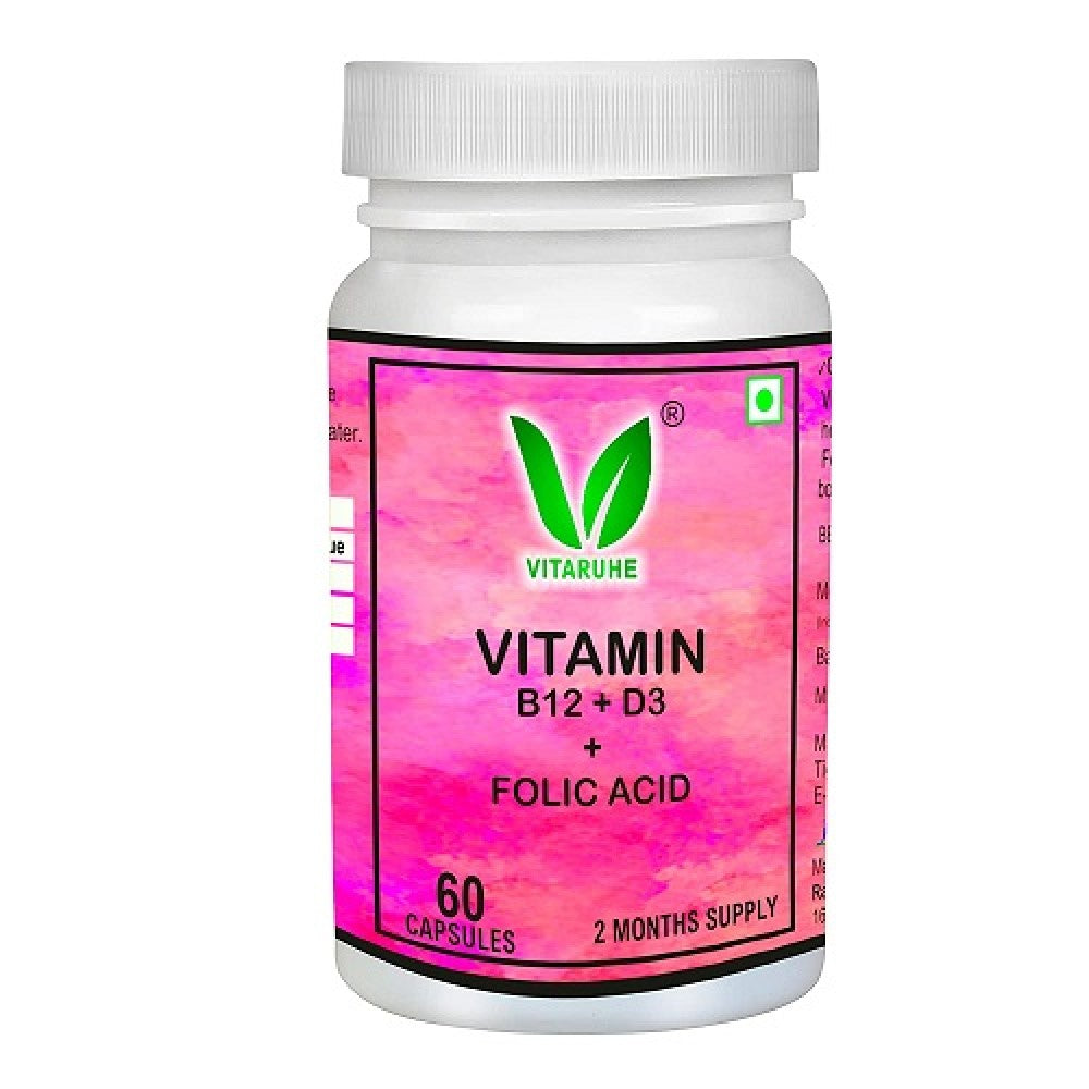 Vitaruhe Vitamin B12 + D3 Folic Acid Capsules 60 Caps Swadesii