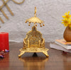 Metal Singhasan Oval Shaped for Ganesha Krishna God Idols - Gold Plated Ladoo Gopal Pooja Chowki