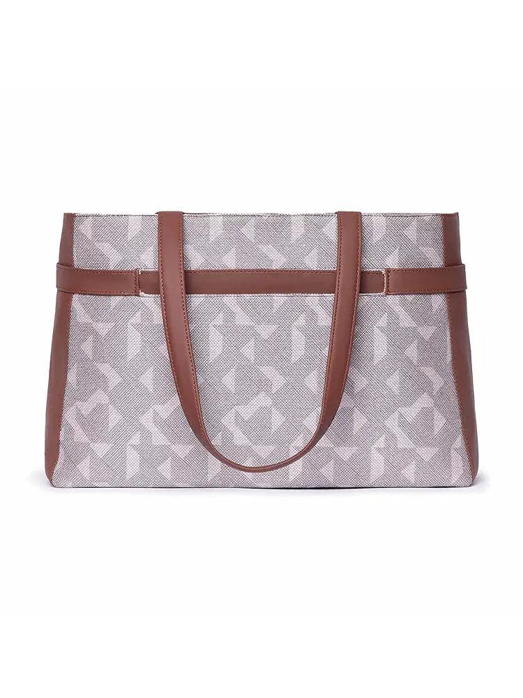 ZOUK Women's Jute Handcrafted Vegan Leather Statement Office Shoulder Bag