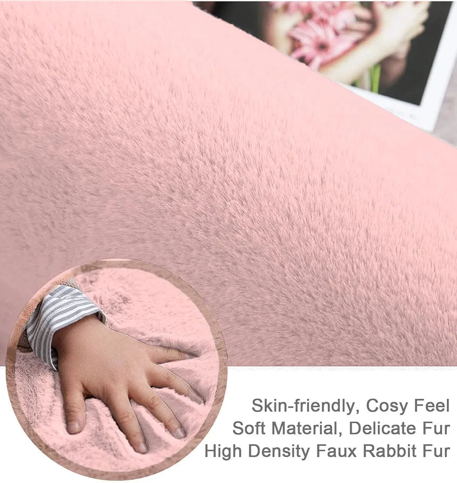 LUXE HOME INTERNATIONAL Rectangular Bath Mat Super Soft Anti Skid Rabbit Fur Mats for Bathroom  Pack of 1