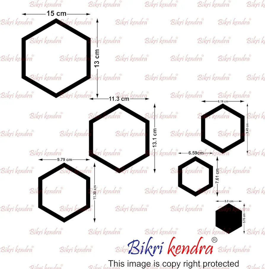 Bikri Kendra - Art BK91, Sun with Hexagon Ring 2 Set. - 3D Acrylic Mirror Stickers for Wall 
