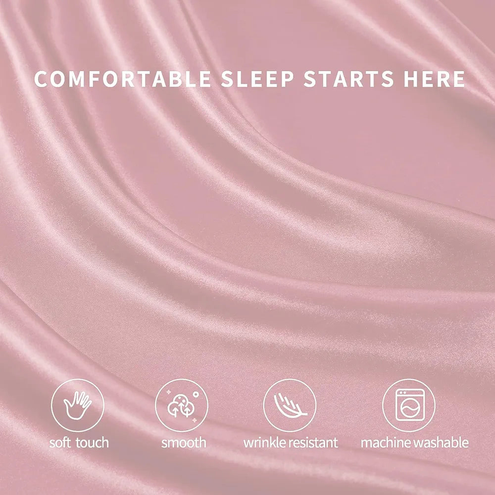Cloth Fusion Satin Elastic Fitted Bedsheet for Double Bed King Size, Luxury Elastic Bedsheets for King Size Bed with 2 Pillow Covers | H603 | 280 TC