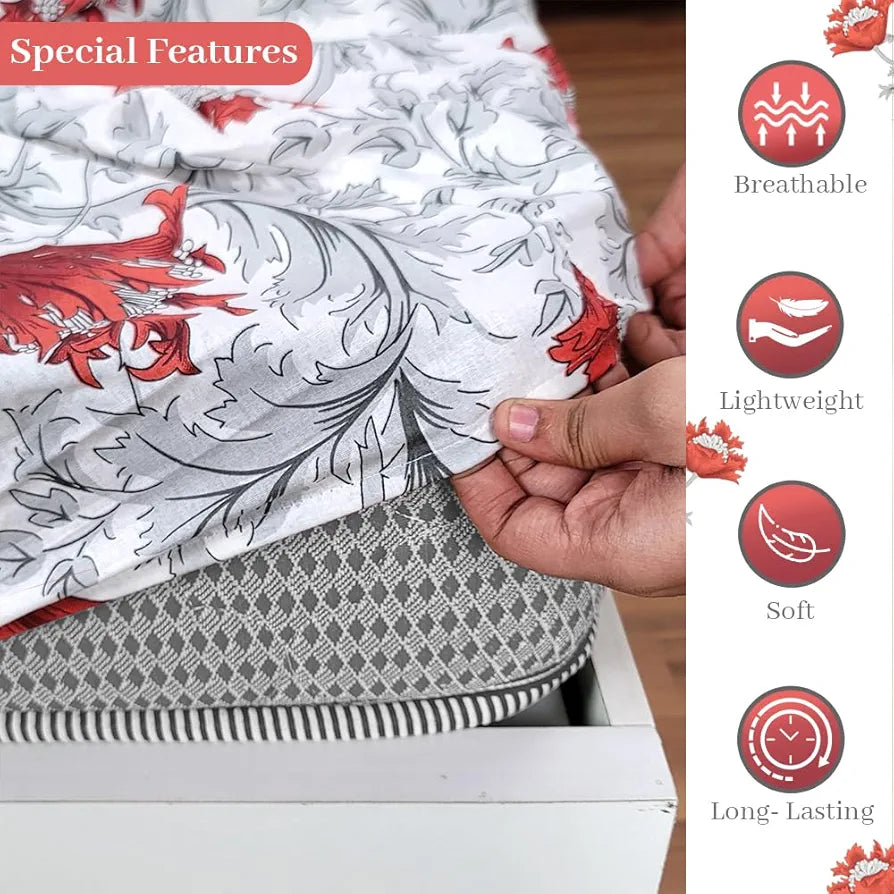 Divine Casa 144TC 100% Cotton Fitted Bedsheets Queen Size 78