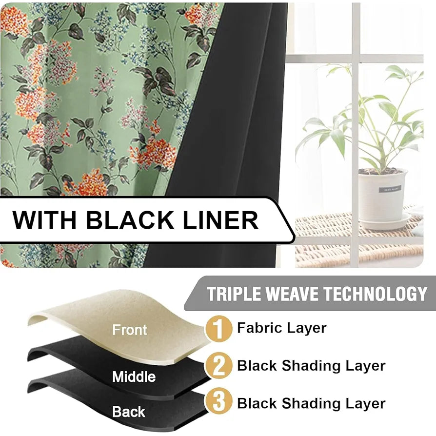Cloth Fusion 100% Blackout Printed Premium Door Curtains 7 Feet Long Set of 2, Noise Reducing Blackout Parda 7 Feet with Grommet for Home Decor 
