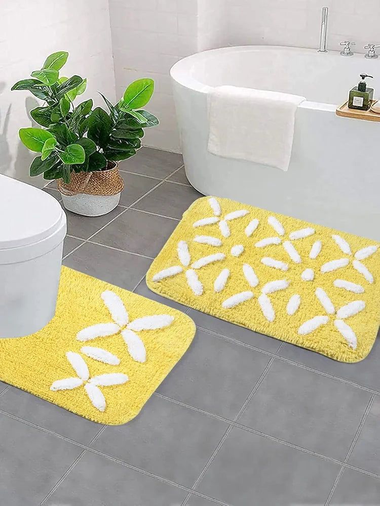 Saral Home Cotton Rectangular Bathmat With Contour Mat