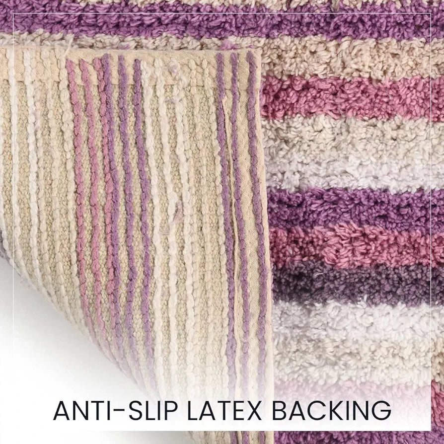 SASHAA WORLD Striped Anti Skid Bathmat & Contour Set 
