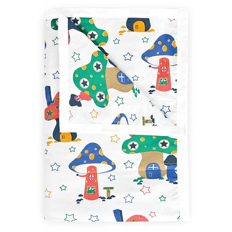 Divine Casa Pure Cotton Printed Single Dohar | 120 GSM | Soft & Lightweight Throw Blanket | Cozy & Breathable Bedding | All-Season Comfort | 210 x 140 CM, Rosin White