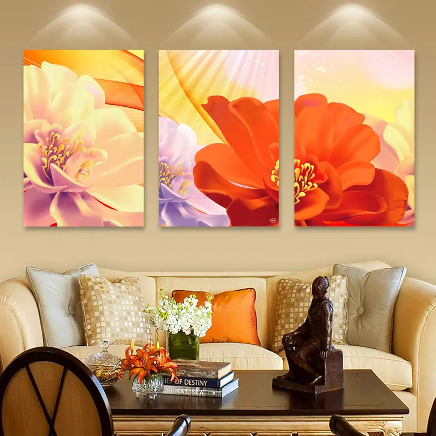Rangoli MDF 3 Pcs Wall Poster 12x18 Inch Decorative Wall Art for Home, Office, Living Room. P-4, Design-17