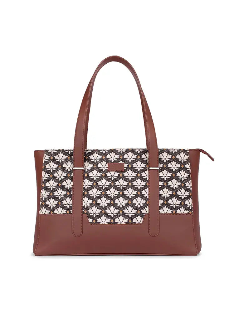 ZOUK Vegan Leather Maya Multitasker Tote Bag With Detachable Laptop Sleeve
