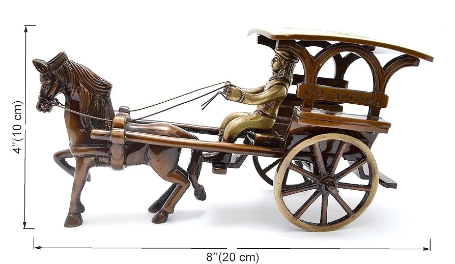 Two Moustaches Brass European Horse Carriage Showpiece, Standard, Multicolour, Pack of 1