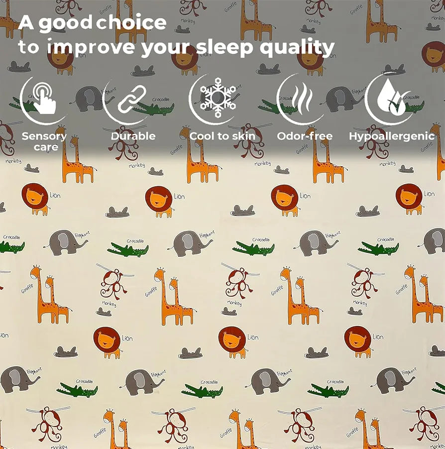 FRESH FROM LOOM Glace Cotton Wrinkle Free Soft Hypoallergenic Bed Sheet | Cartoon Printed | Single Bedsheet Bedsheet for Kids Room Boys Girls with 1 Pillow Cover , 144 TC